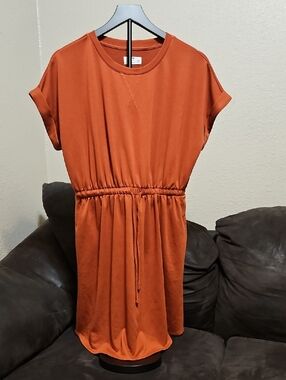 Everyday Rust Drawstring-Waist Midi Dress